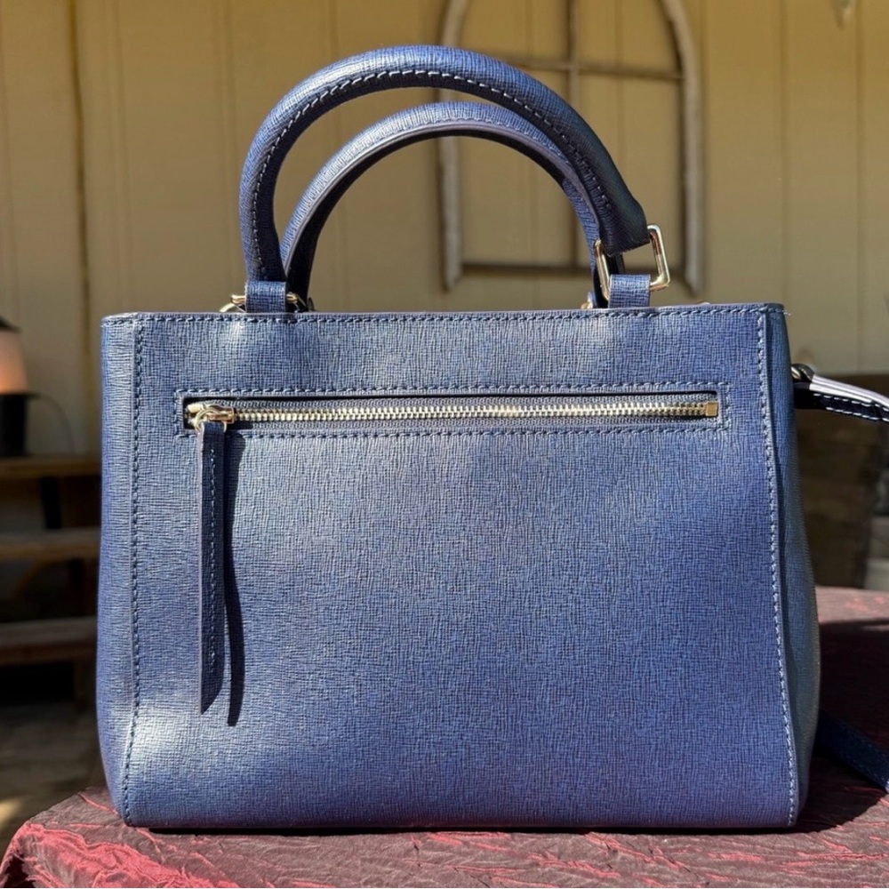 Dooney & Bourke Marine Blue Saffiano Leather Zip Satchel - Picture 3 of 7